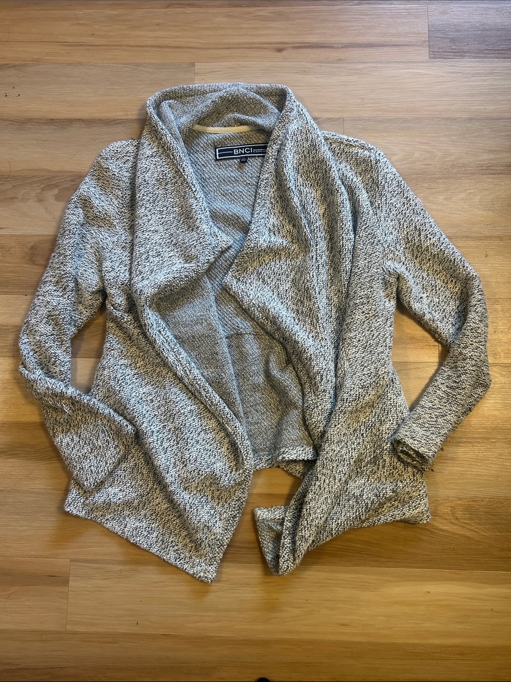 blanc noir Marled Gray Open-Front Shawl Collar Cardigan